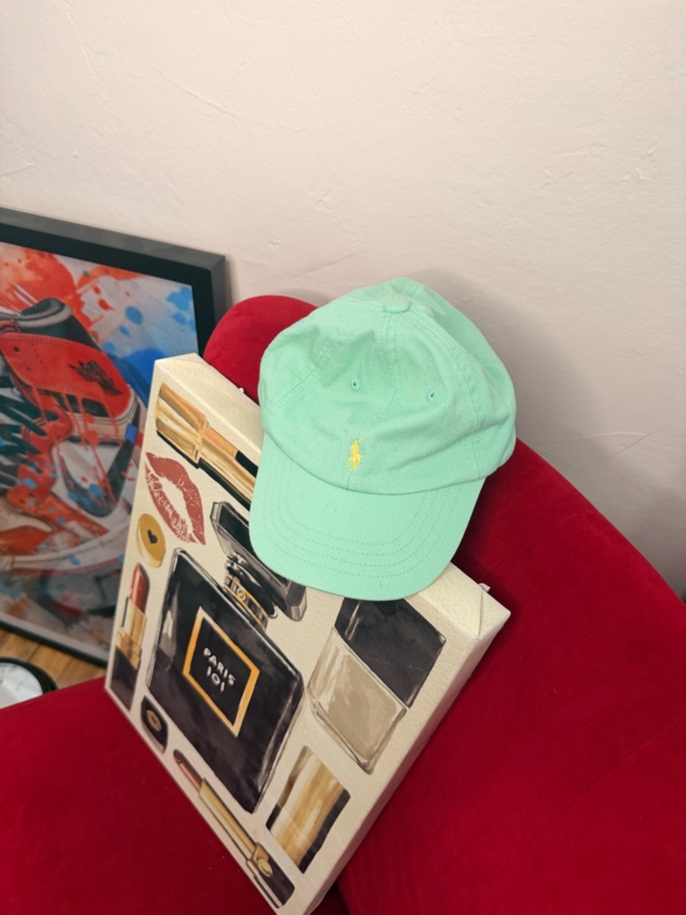 Polo by Ralph Lauren Mint Green Kids Cap with Yellow Polo Logo
